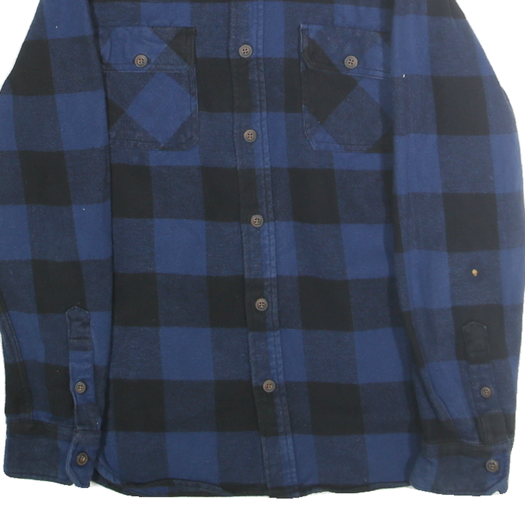 JACHS Mens Blue & Black Check Shirt Cotton S Button Front Casual