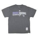 MAJESTIC Mens Grey Rockies Baseball Graphic T-Shirt L Crew Neck Short Sleeve