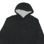 CHAMPION Mens Black Hoodie L Cotton Blend Classic Pullover Pocket Logo