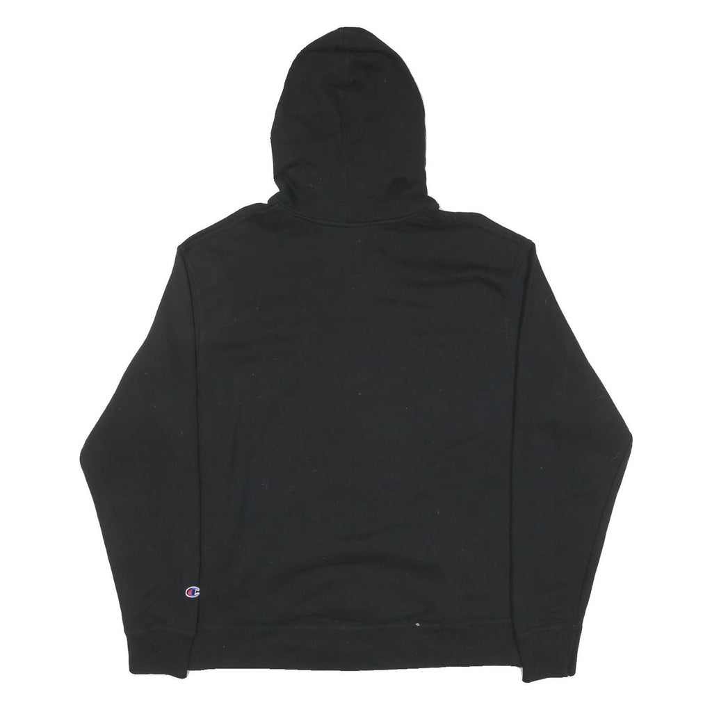 CHAMPION Mens Black Hoodie L Cotton Blend Classic Pullover Pocket Logo