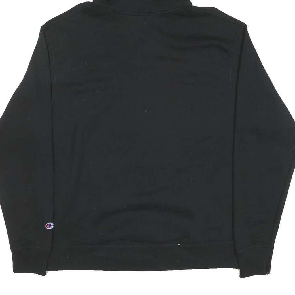 CHAMPION Mens Black Hoodie L Cotton Blend Classic Pullover Pocket Logo