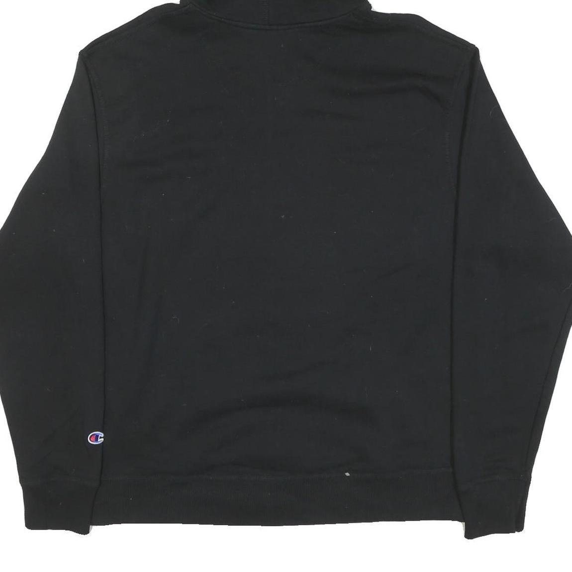 CHAMPION Mens Black Hoodie L Cotton Blend Classic Pullover Pocket Logo
