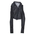 Distressed Womens Shirt Black Collared Long Sleeve Viscose S