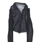 Distressed Womens Shirt Black Collared Long Sleeve Viscose S