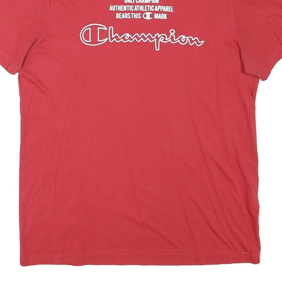 CHAMPION Mens Red Graphic T-Shirt L Short Sleeve Crew Neck Authentic Athletic