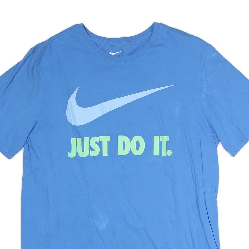 NIKE Mens Blue Graphic T-Shirt L Short Sleeve Crew Neck Just Do It Casual