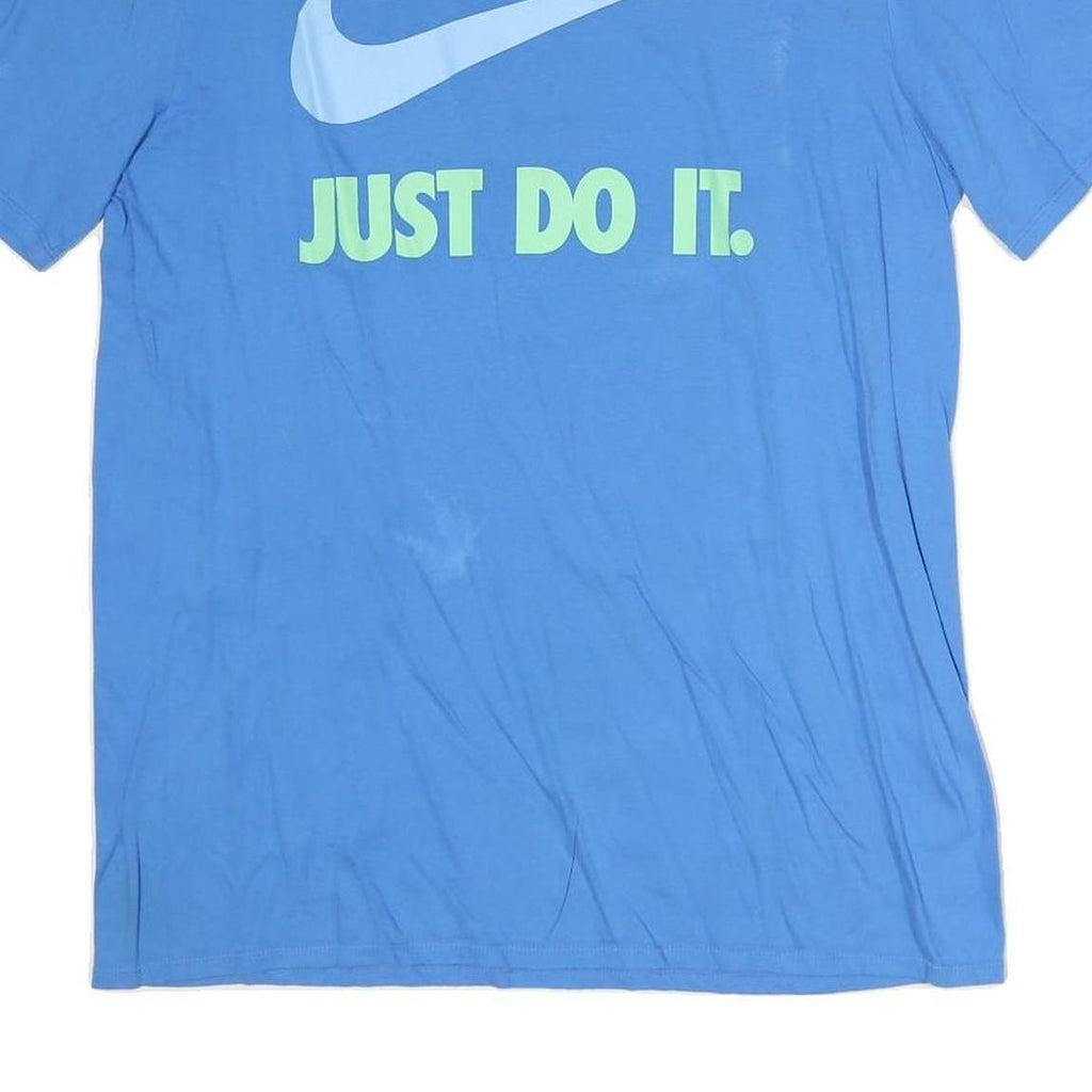 NIKE Mens Blue Graphic T-Shirt L Short Sleeve Crew Neck Just Do It Casual
