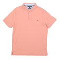 TOMMY HILFIGER Mens Peach Polo Shirt Short Sleeve Plain L Classic Fit Cotton