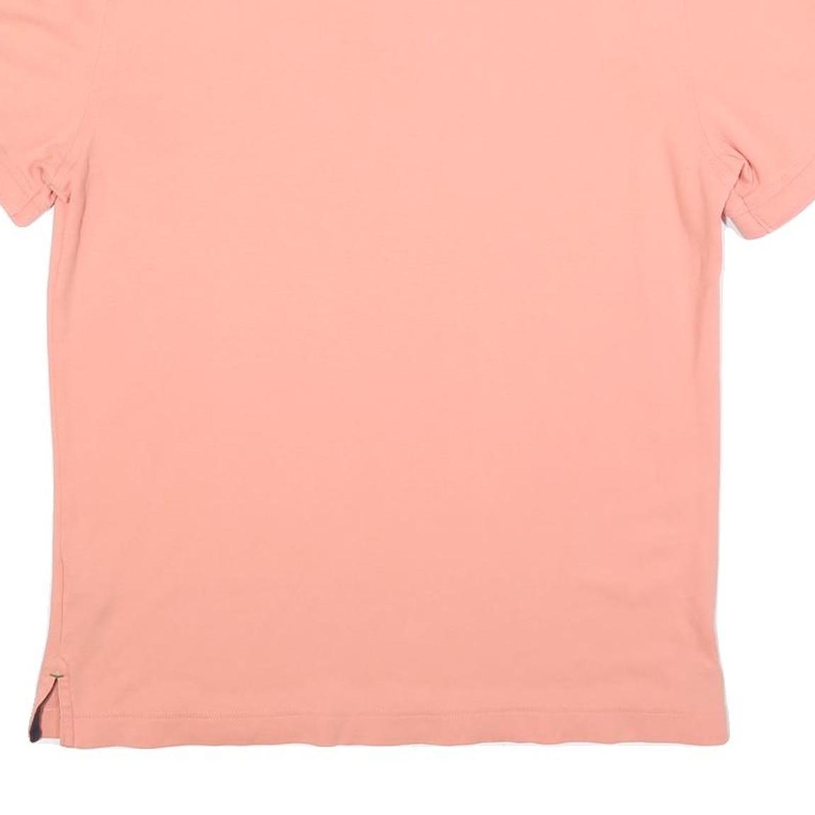 TOMMY HILFIGER Mens Peach Polo Shirt Short Sleeve Plain L Classic Fit Cotton