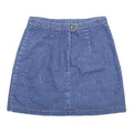 LE CHATEAU Womens Blue Denim Mini Cotton Skirt S Button Closure Casual