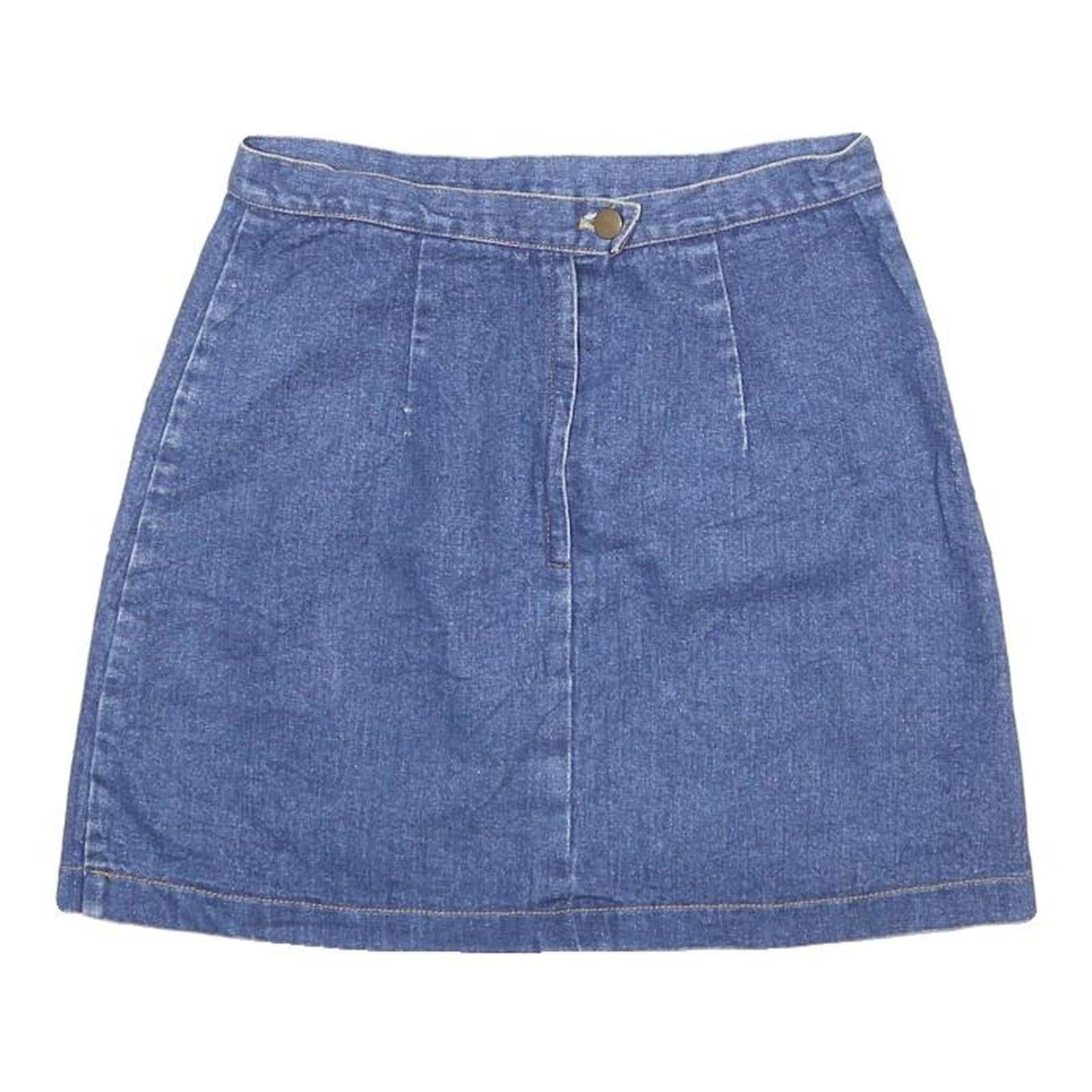LE CHATEAU Womens Blue Denim Mini Cotton Skirt S Button Closure Casual