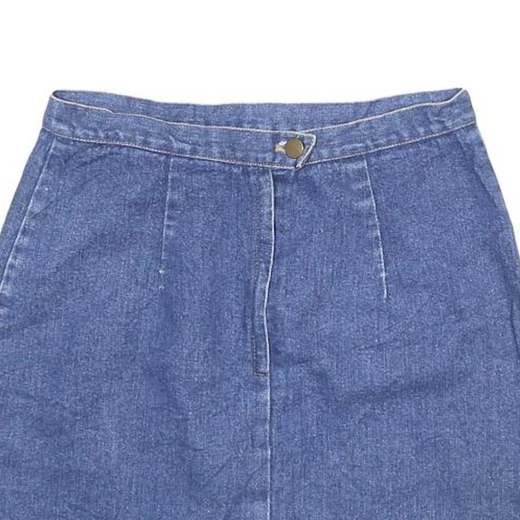 LE CHATEAU Womens Blue Denim Mini Cotton Skirt S Button Closure Casual