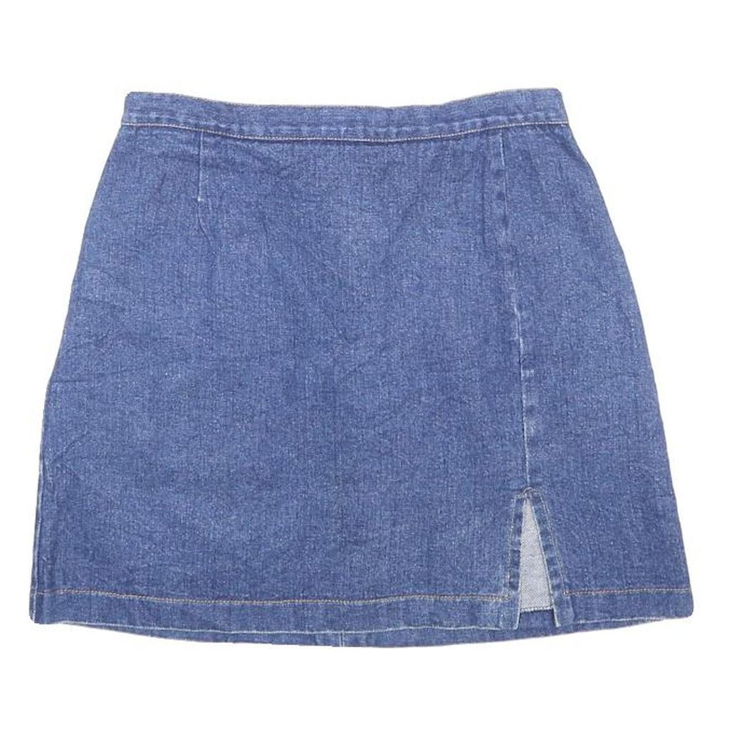 LE CHATEAU Womens Blue Denim Mini Cotton Skirt S Button Closure Casual