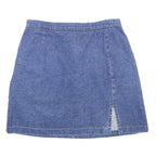 LE CHATEAU Womens Blue Denim Mini Cotton Skirt S Button Closure Casual