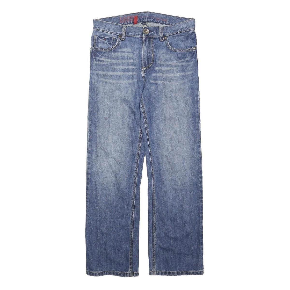 TOMMY HILFIGER Mens Jeans Blue Classic Straight Denim Medium W30 L28 Zip Cotton