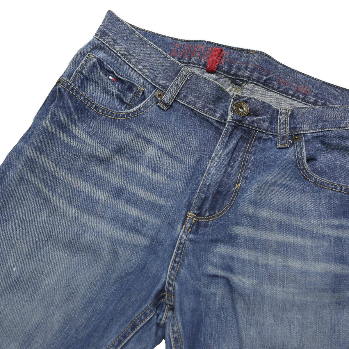 TOMMY HILFIGER Mens Jeans Blue Classic Straight Denim Medium W30 L28 Zip Cotton