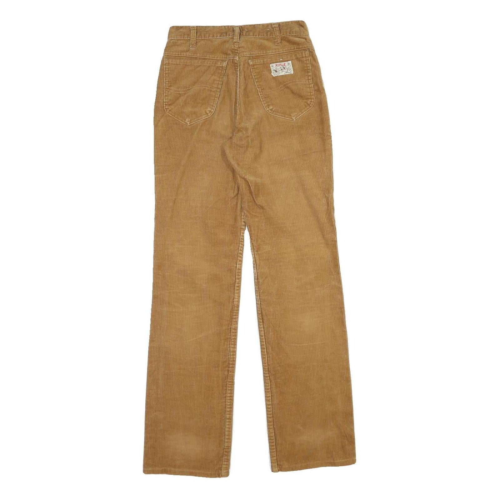 Womens Cotton Blend Regular Fit Straight Leg Beige Trousers W26 L31 Casual Wear