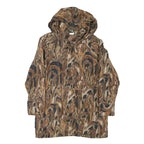 PETER HAHN CARAT Womens Brown Pattern Jacket L Polyester Blend Hooded Zip