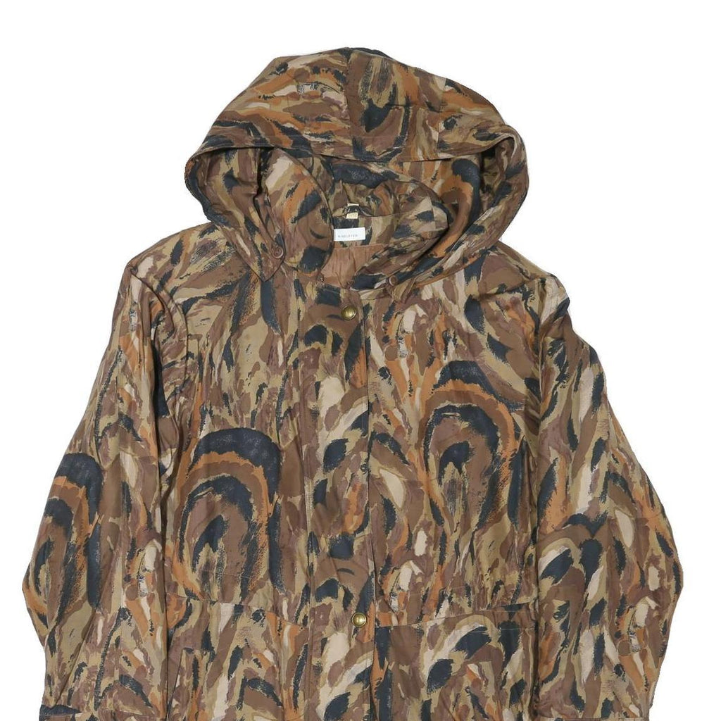 PETER HAHN CARAT Womens Brown Pattern Jacket L Polyester Blend Hooded Zip