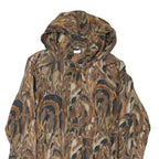 PETER HAHN CARAT Womens Brown Pattern Jacket L Polyester Blend Hooded Zip