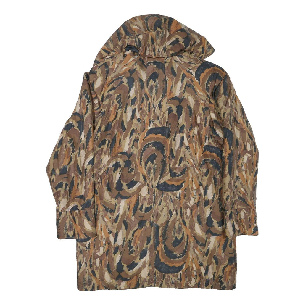 PETER HAHN CARAT Womens Brown Pattern Jacket L Polyester Blend Hooded Zip