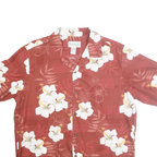 BISHOP ST Mens Rust & White Floral Cotton Shirt L Hawaiian Style Casual