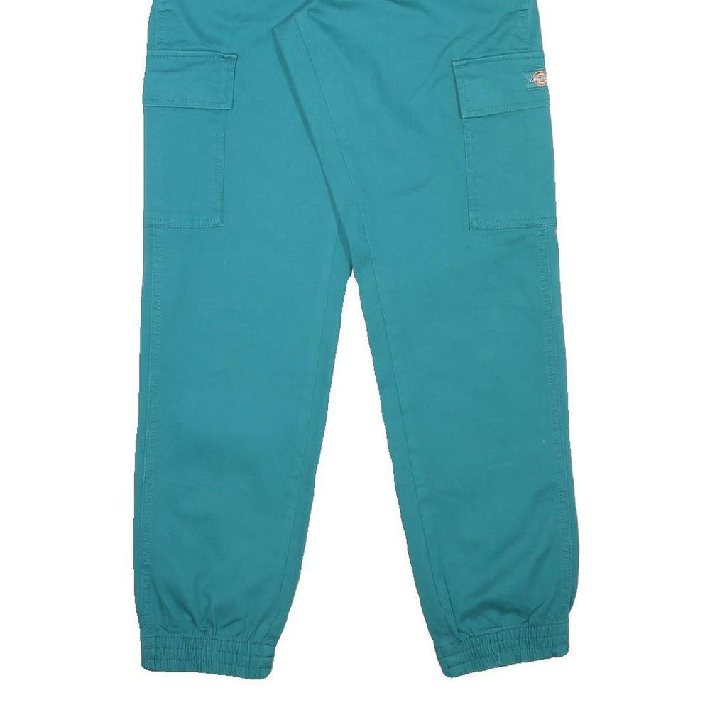 DICKIES Womens Cotton Blend Blue Relaxed Tapered Trousers W25 L30 Cargo Pocket
