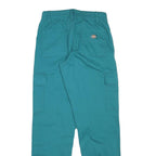 DICKIES Womens Cotton Blend Blue Relaxed Tapered Trousers W25 L30 Cargo Pocket