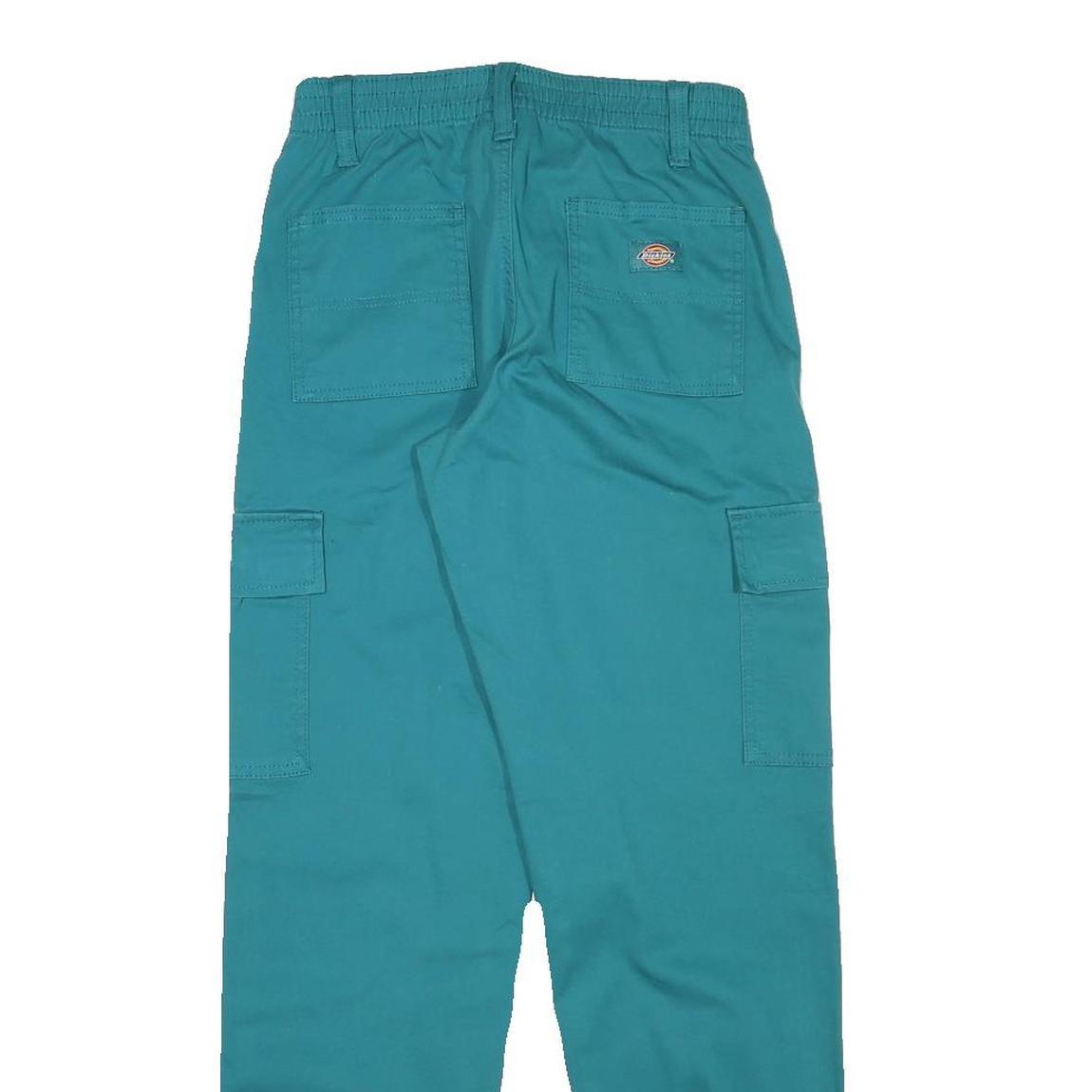 DICKIES Womens Cotton Blend Blue Relaxed Tapered Trousers W25 L30 Cargo Pocket