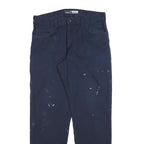 CARHARTT Mens Cotton Blend Navy Relaxed Straight Trousers W36 L32 Workwear Zip