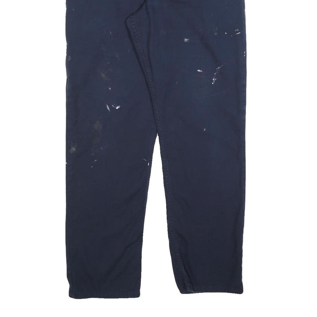 CARHARTT Mens Cotton Blend Navy Relaxed Straight Trousers W36 L32 Workwear Zip