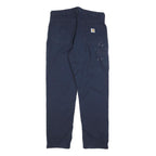 CARHARTT Mens Cotton Blend Navy Relaxed Straight Trousers W36 L32 Workwear Zip