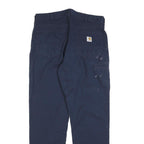 CARHARTT Mens Cotton Blend Navy Relaxed Straight Trousers W36 L32 Workwear Zip