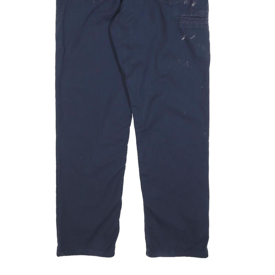 CARHARTT Mens Cotton Blend Navy Relaxed Straight Trousers W36 L32 Workwear Zip