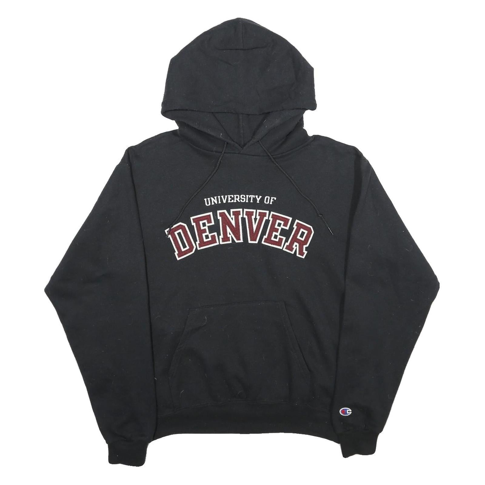 CHAMPION Mens Black University Of Denver Pullover Hoodie M Cotton Blend