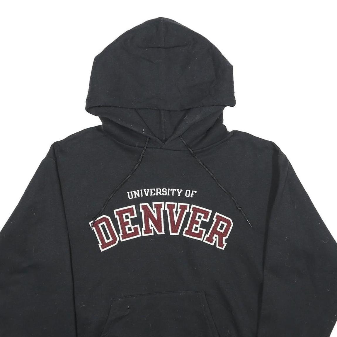 CHAMPION Mens Black University Of Denver Pullover Hoodie M Cotton Blend