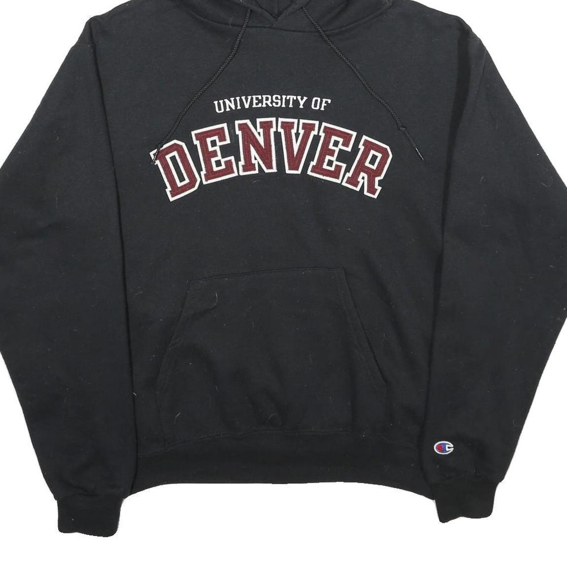 CHAMPION Mens Black University Of Denver Pullover Hoodie M Cotton Blend