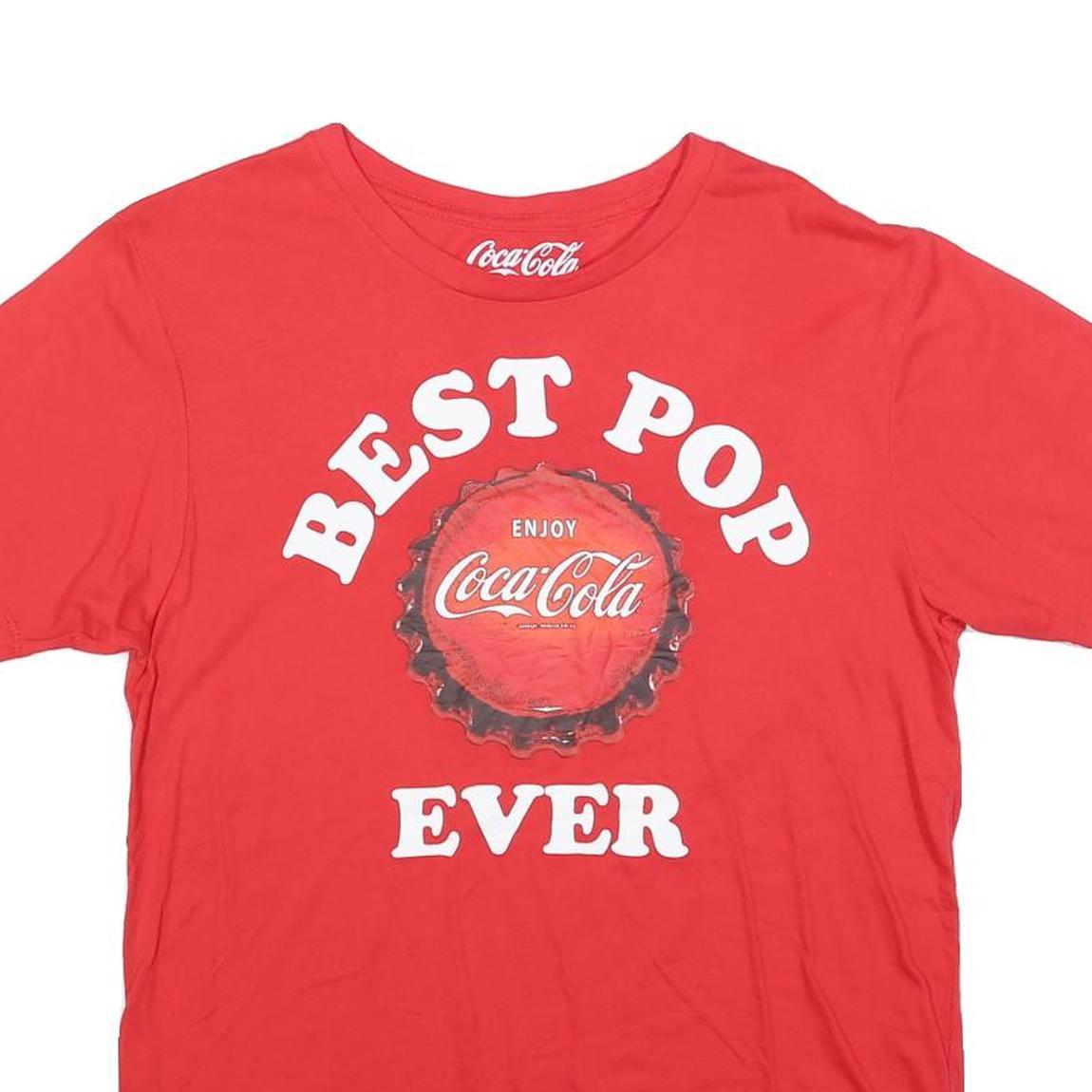 COCA COLA Mens Red Best Pop Ever Graphic T-Shirt M Short Sleeve Crew Neck