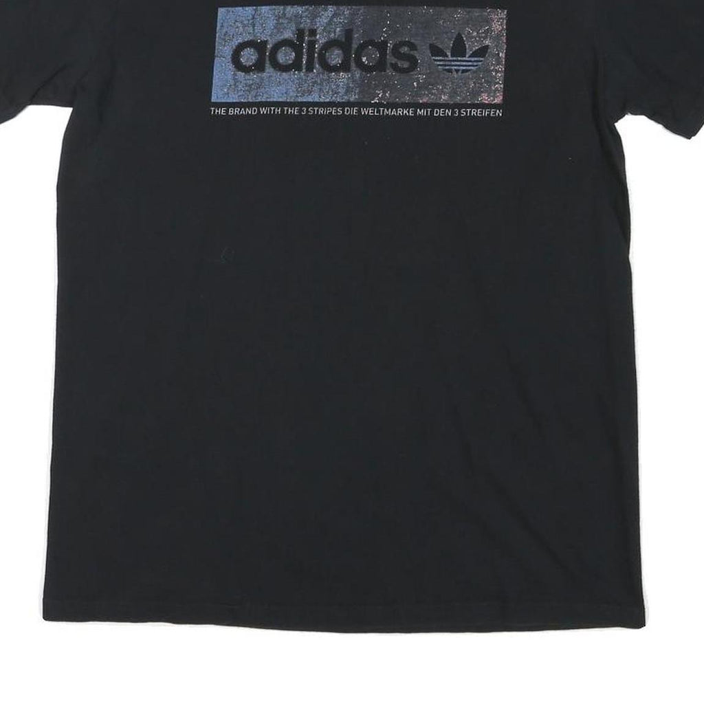 ADIDAS Mens Black Cotton Blend T-Shirt M Short Sleeve Crew Neck Logo Print