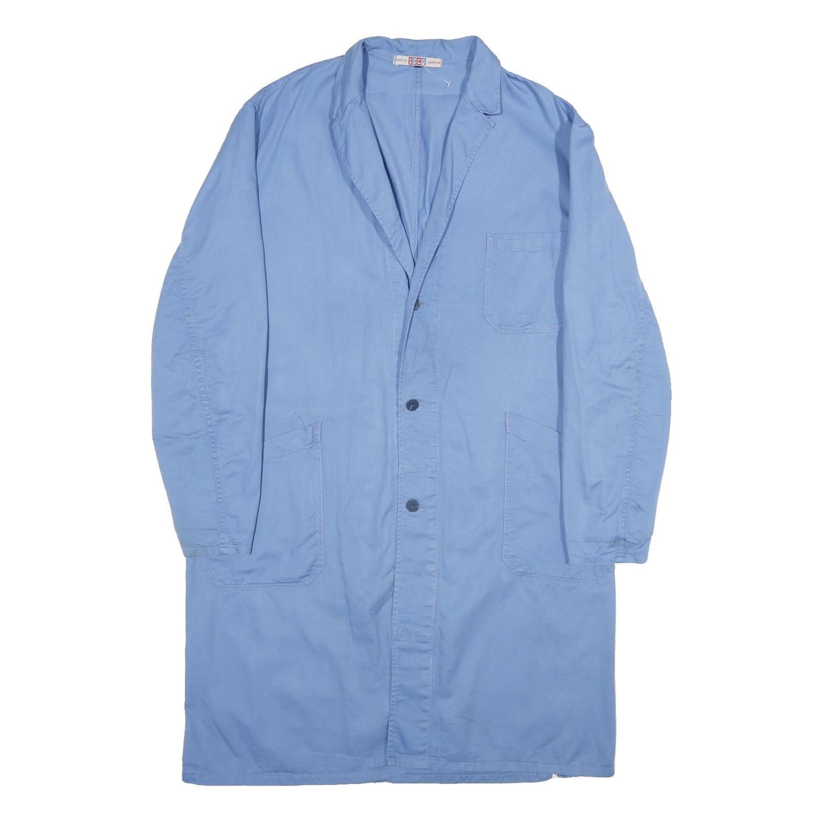 ESCO Mens Blue Cotton Casual Jacket XL Button Pocket Plain Lightweight