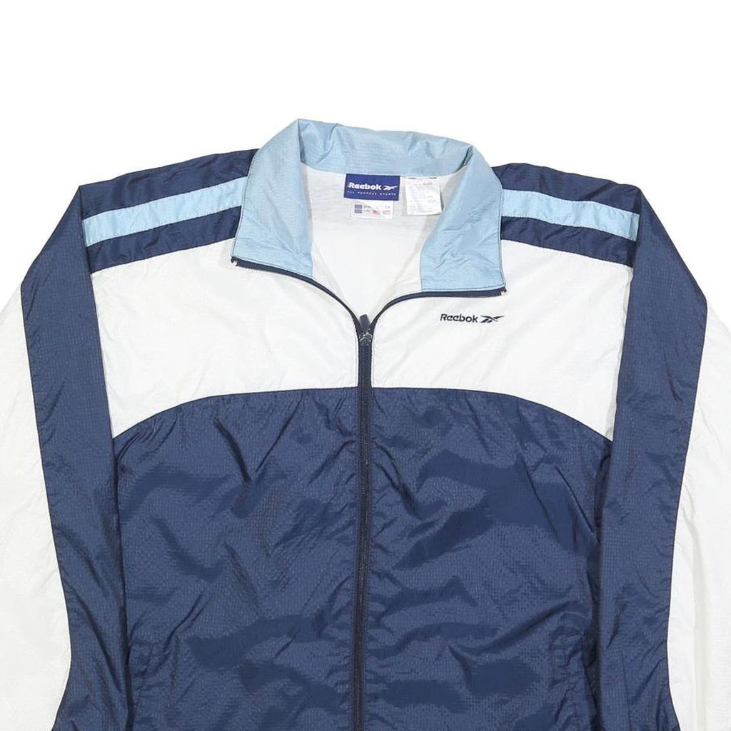 REEBOK Womens Navy & White Zip Up Polyester Blend Track Jacket UK 14 Casual