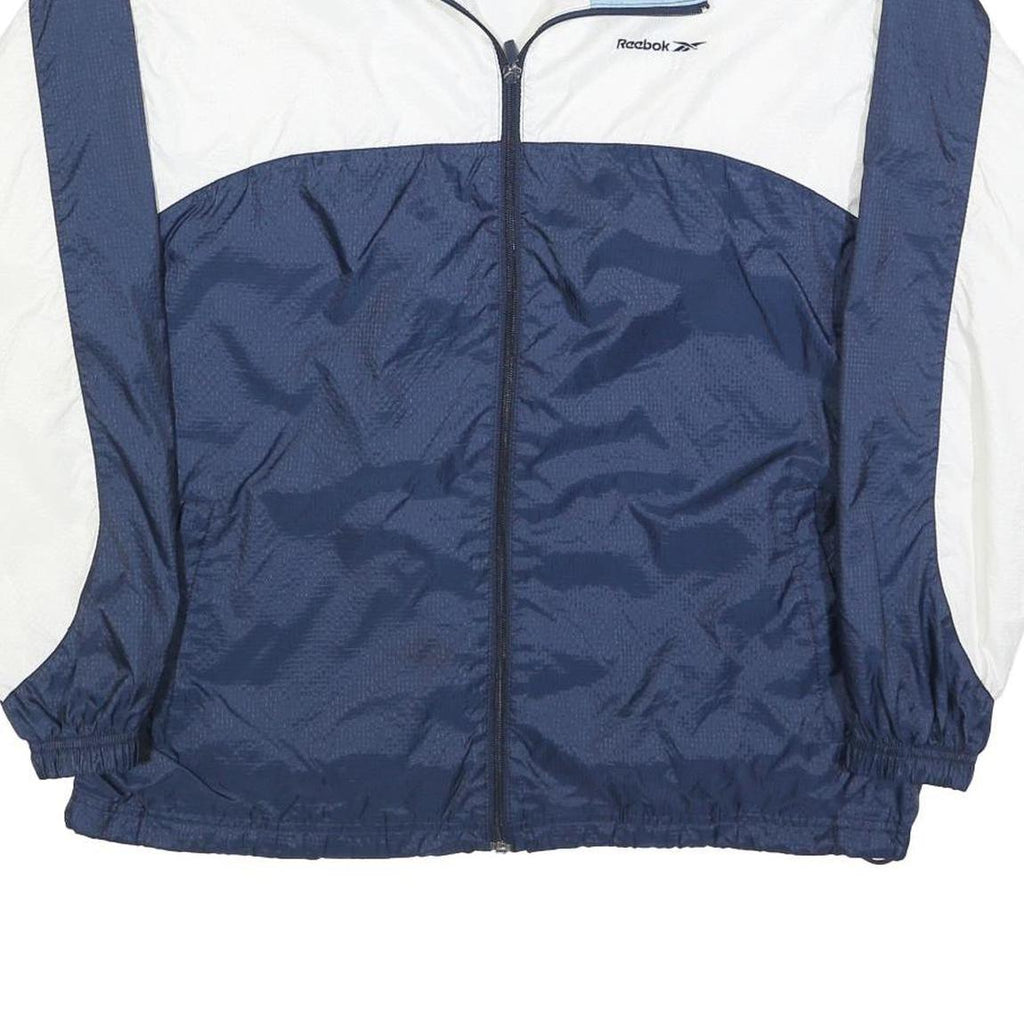 REEBOK Womens Navy & White Zip Up Polyester Blend Track Jacket UK 14 Casual