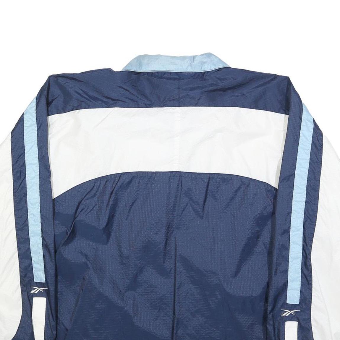 REEBOK Womens Navy & White Zip Up Polyester Blend Track Jacket UK 14 Casual