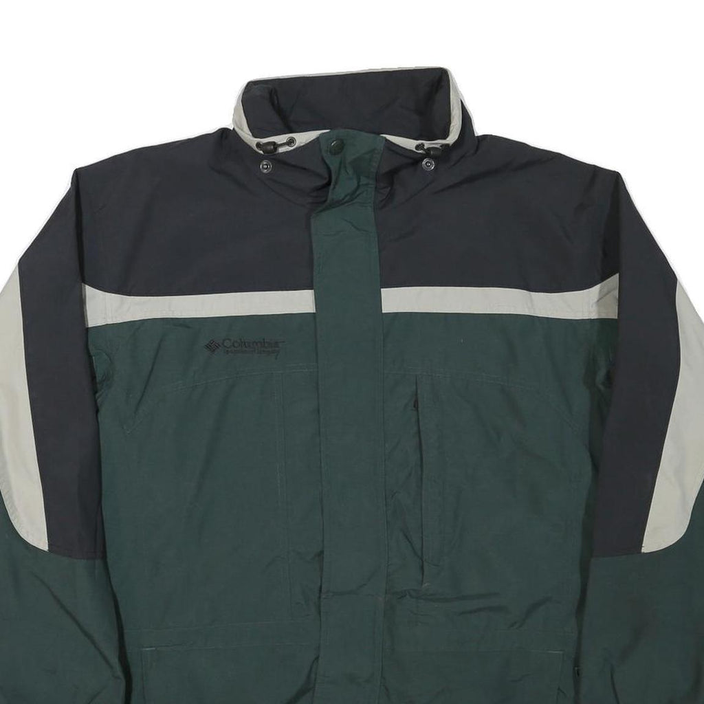 COLUMBIA Mens Green & Black Zip Jacket L Polyester Blend Colourblock Outdoor