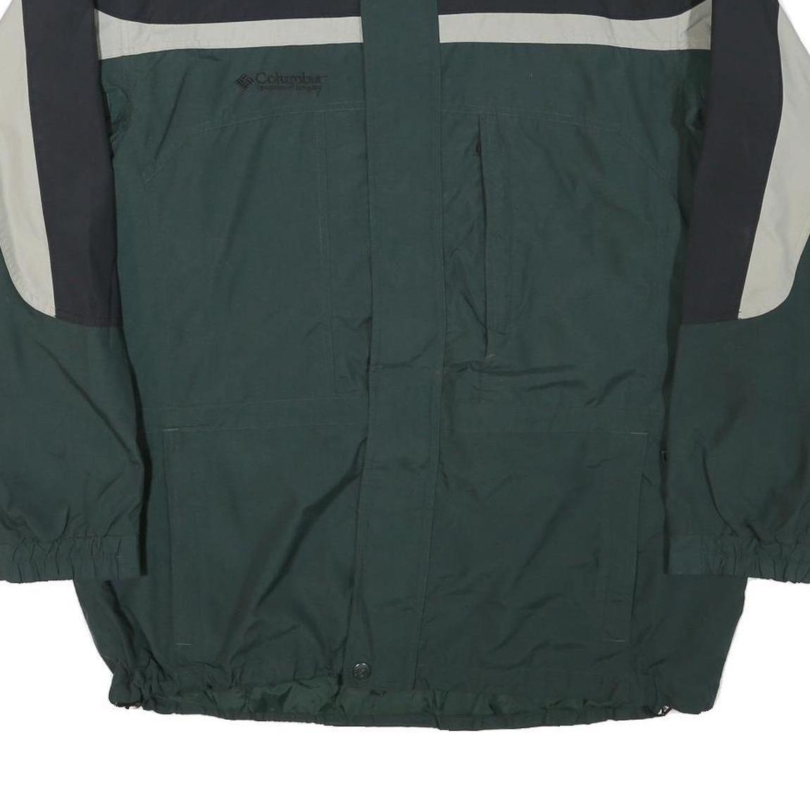 COLUMBIA Mens Green & Black Zip Jacket L Polyester Blend Colourblock Outdoor