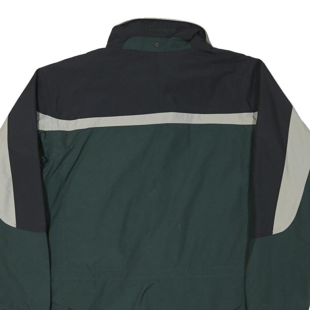 COLUMBIA Mens Green & Black Zip Jacket L Polyester Blend Colourblock Outdoor