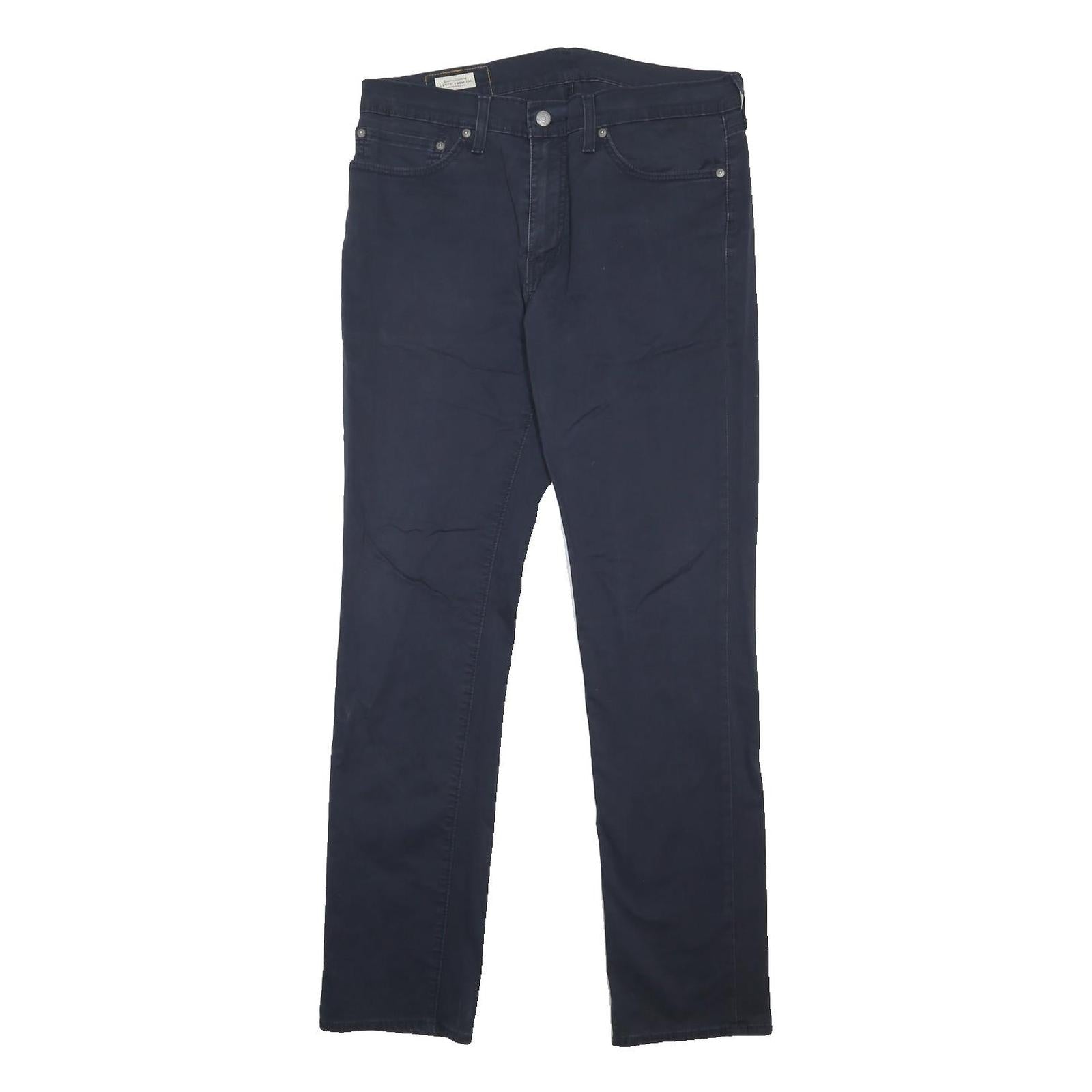 LEVI'S Mens Cotton Blend Slim Navy Blue Trousers W34 L34 Slim Fit Zip Closure