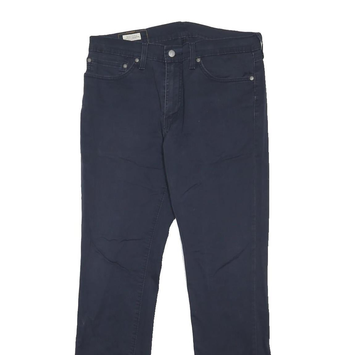 LEVI'S Mens Cotton Blend Slim Navy Blue Trousers W34 L34 Slim Fit Zip Closure