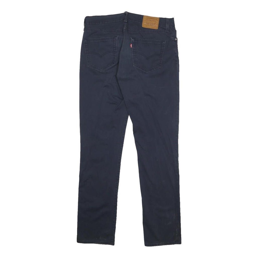 LEVI'S Mens Cotton Blend Slim Navy Blue Trousers W34 L34 Slim Fit Zip Closure