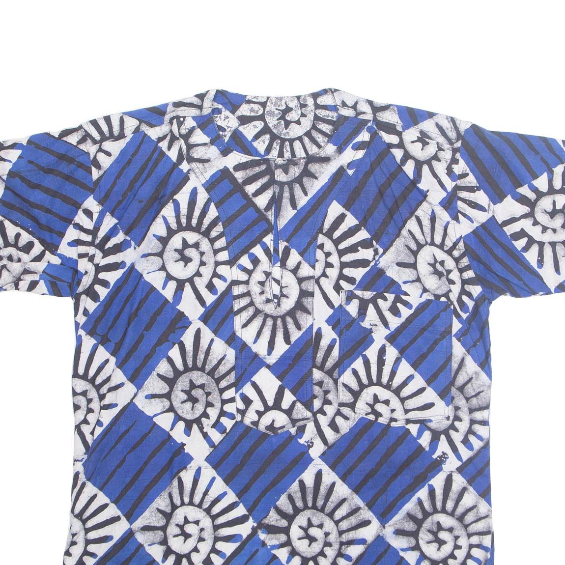 Womens Printed Shirt Blue Crazy Pattern L